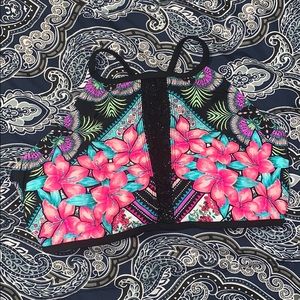 Tropical Print Swim Top